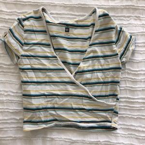 PACSUN me to we collection cropped v neck stripes tee